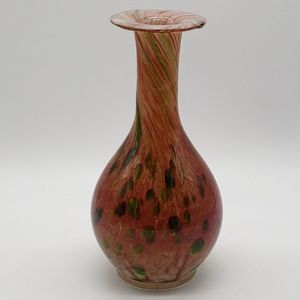 Maltese Mtarfa Green Rust Spatter Stretched Art Glass Vase